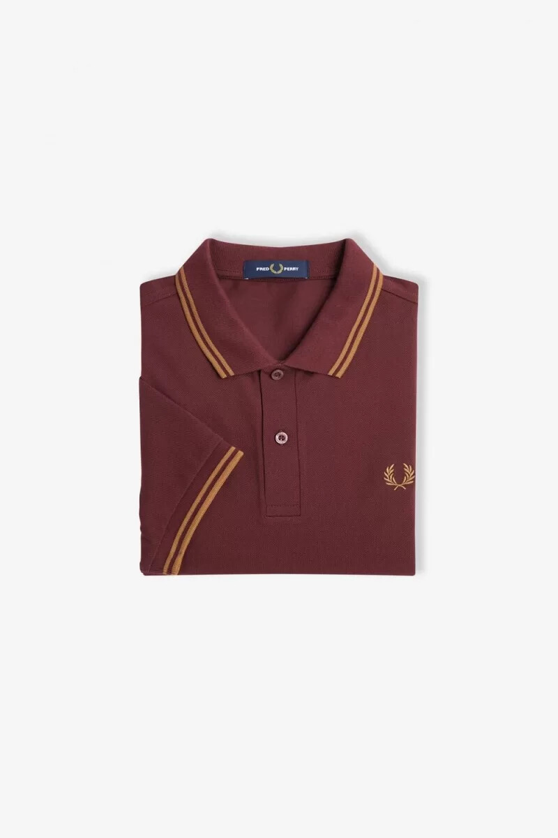 fred perry m3600 herrskjorta oxblood brun