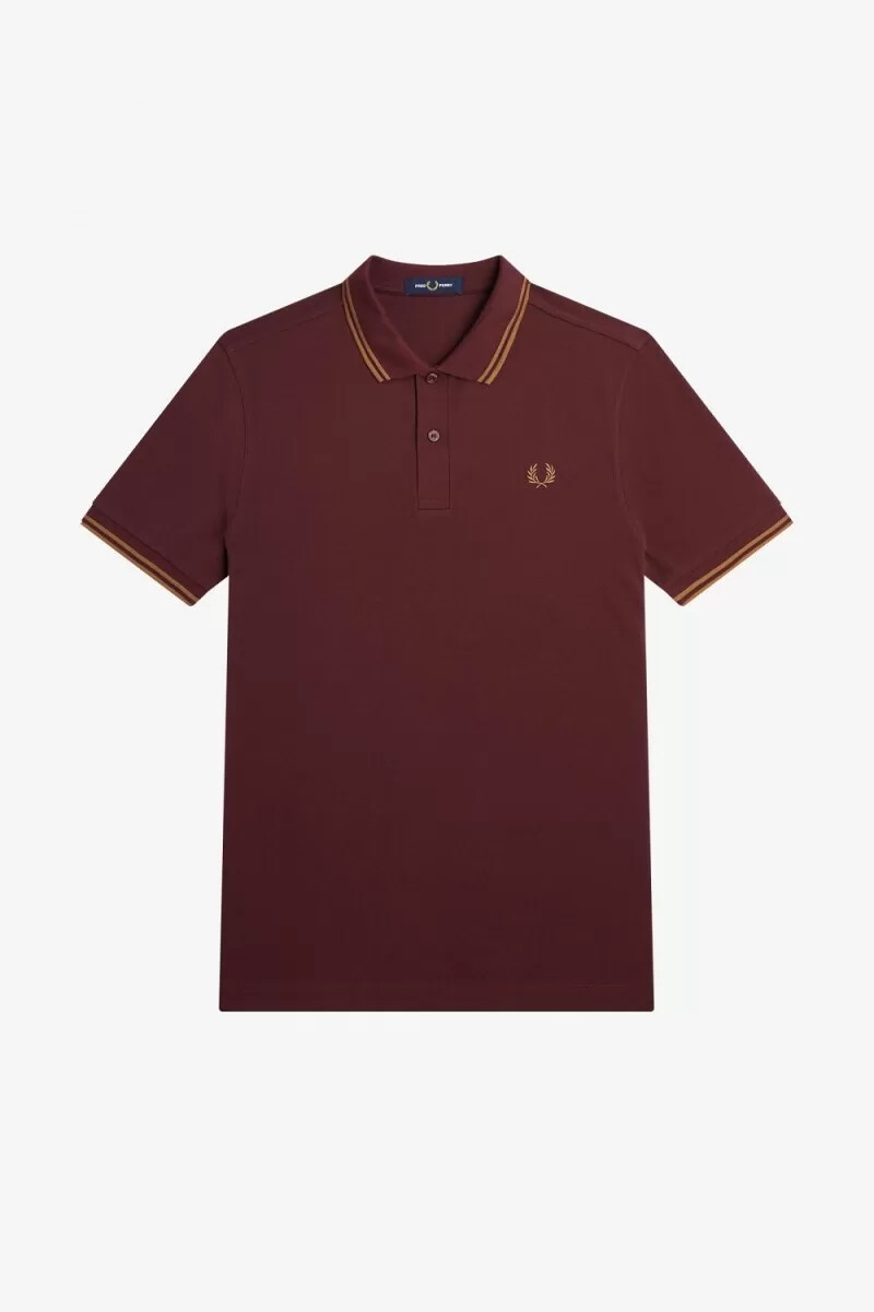 fred perry m3600 herrskjorta oxblood brun