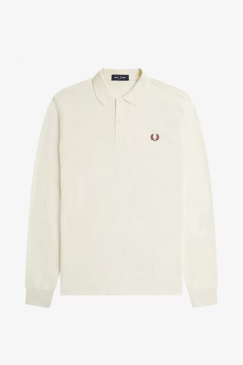 fred perry m6006 herrskjorta beige whiskybrun