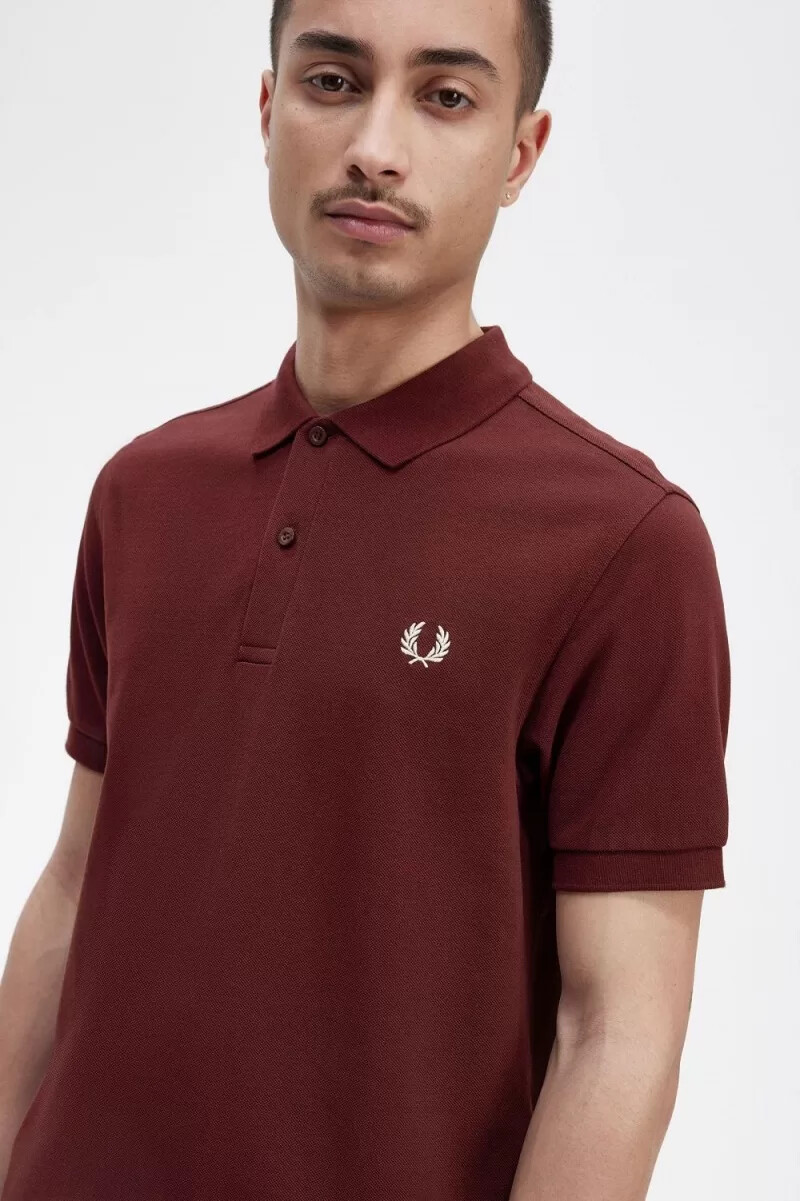 fred perry m6000 herrskjorta oxblood beige