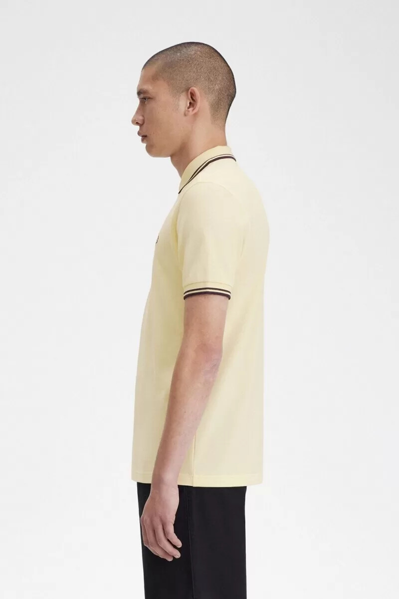 fred perry m3600 herrskjorta aqua cream fransk marinblå