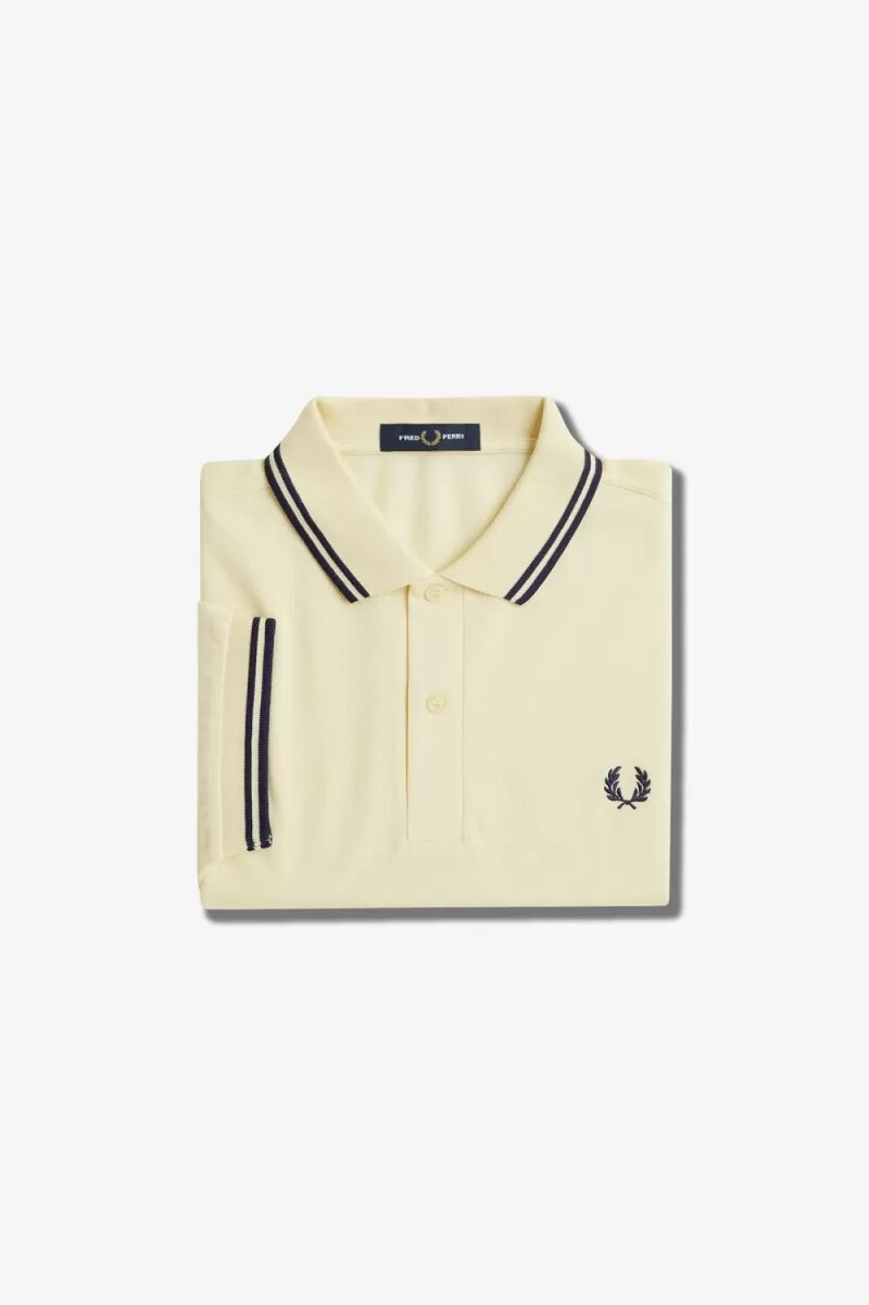 fred perry m3600 herrskjorta aqua cream fransk marinblå