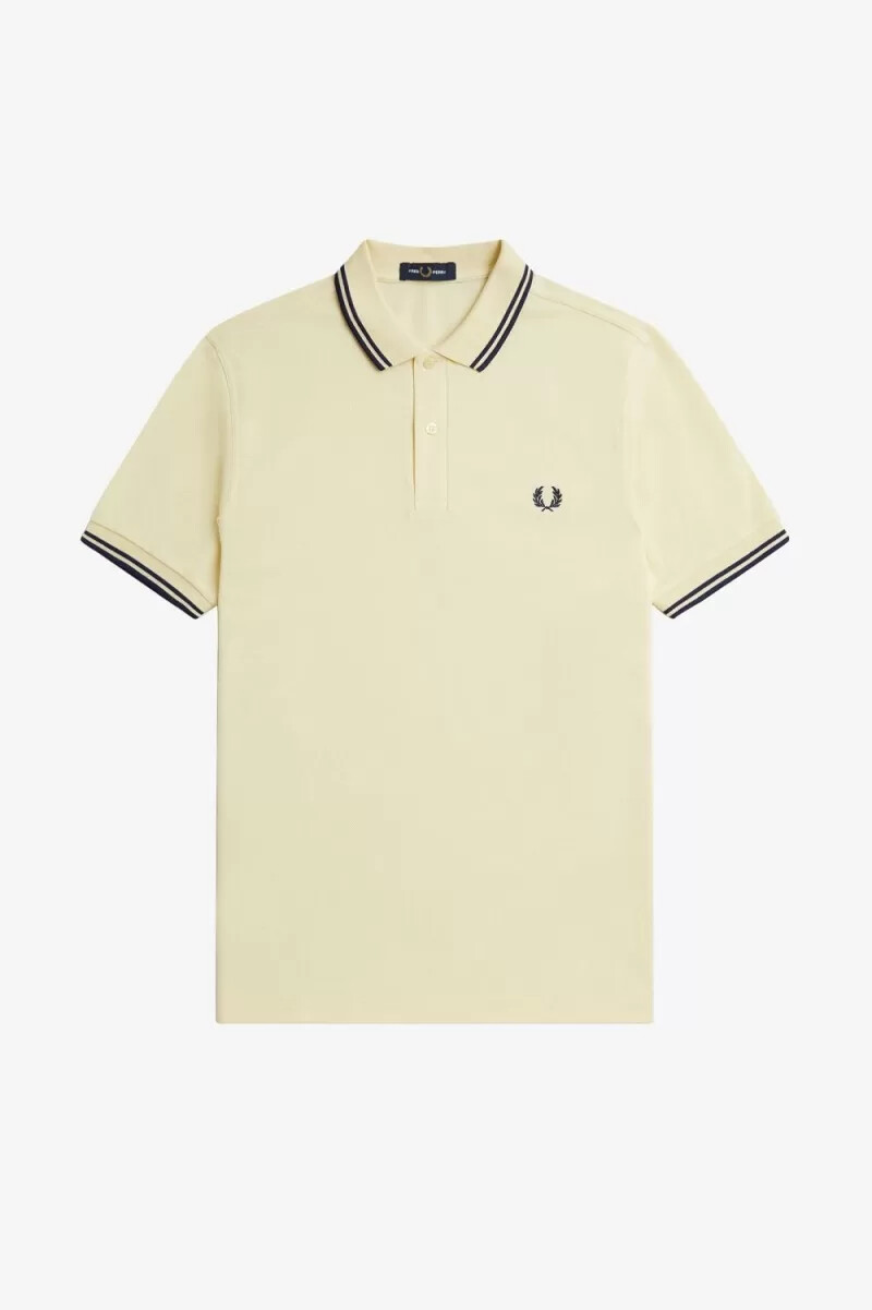 fred perry m3600 herrskjorta aqua cream fransk marinblå