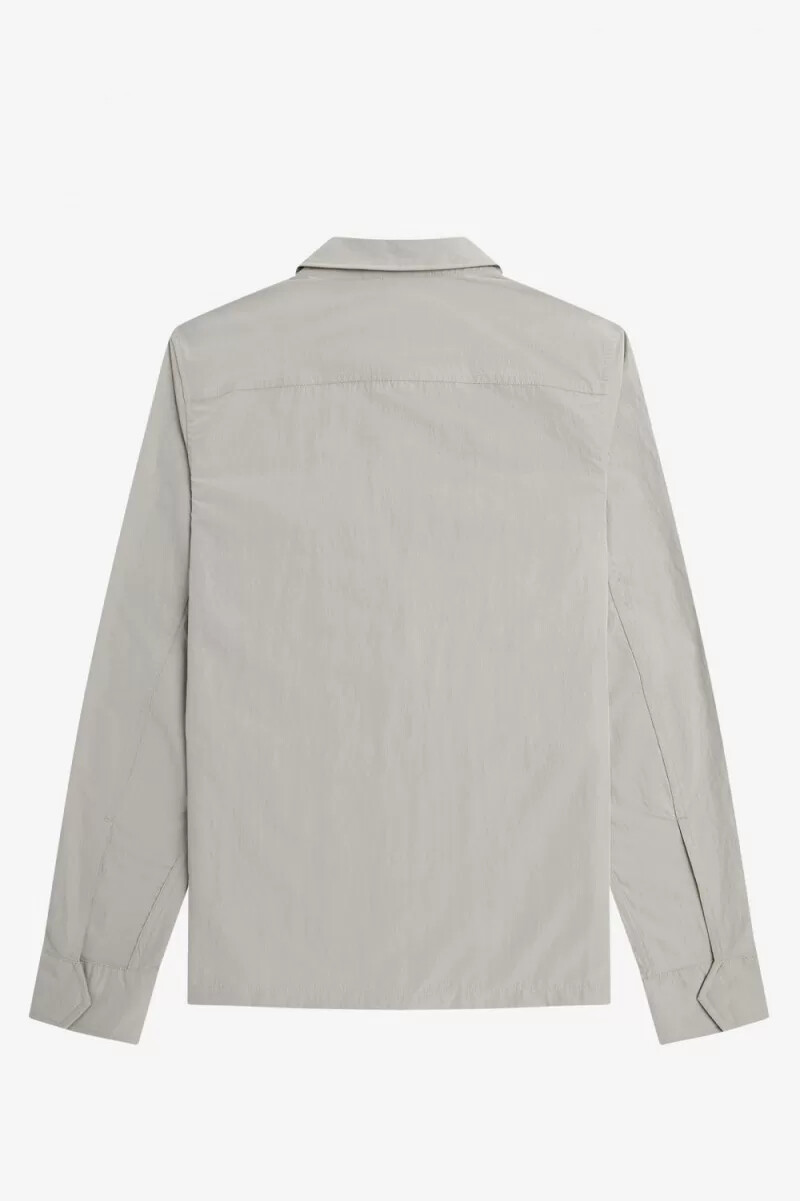 fred perry texturerad zip-through herrskjorta grå