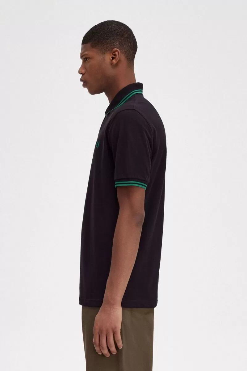 fred perry m12 herrskjorta svart grön