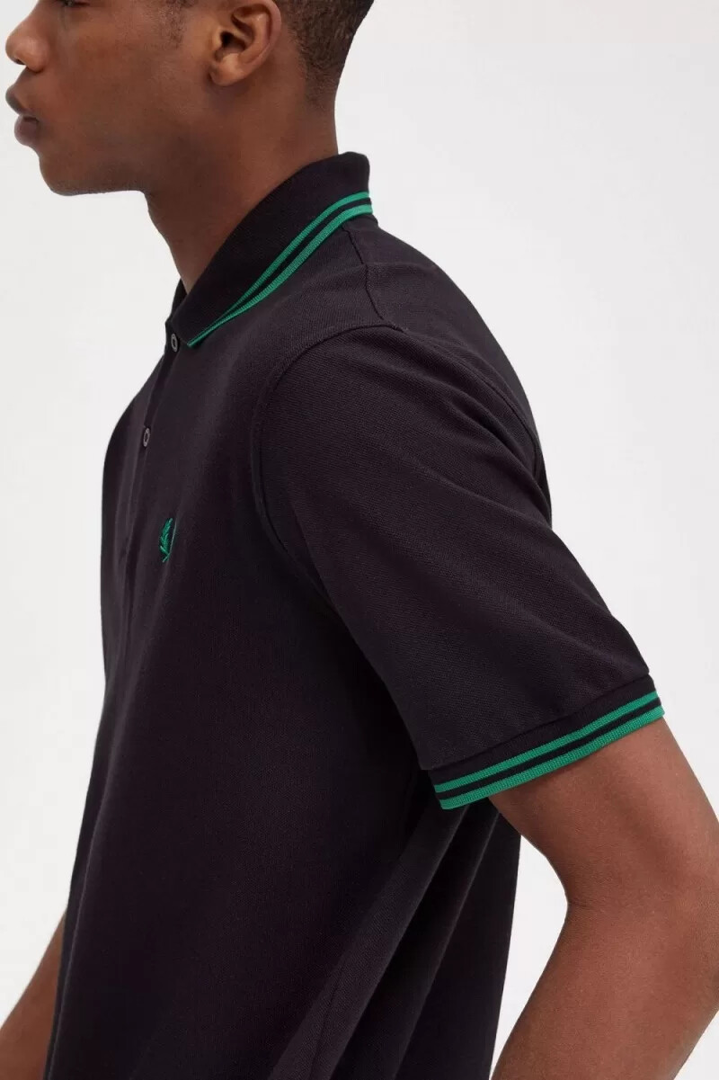 fred perry m12 herrskjorta svart grön