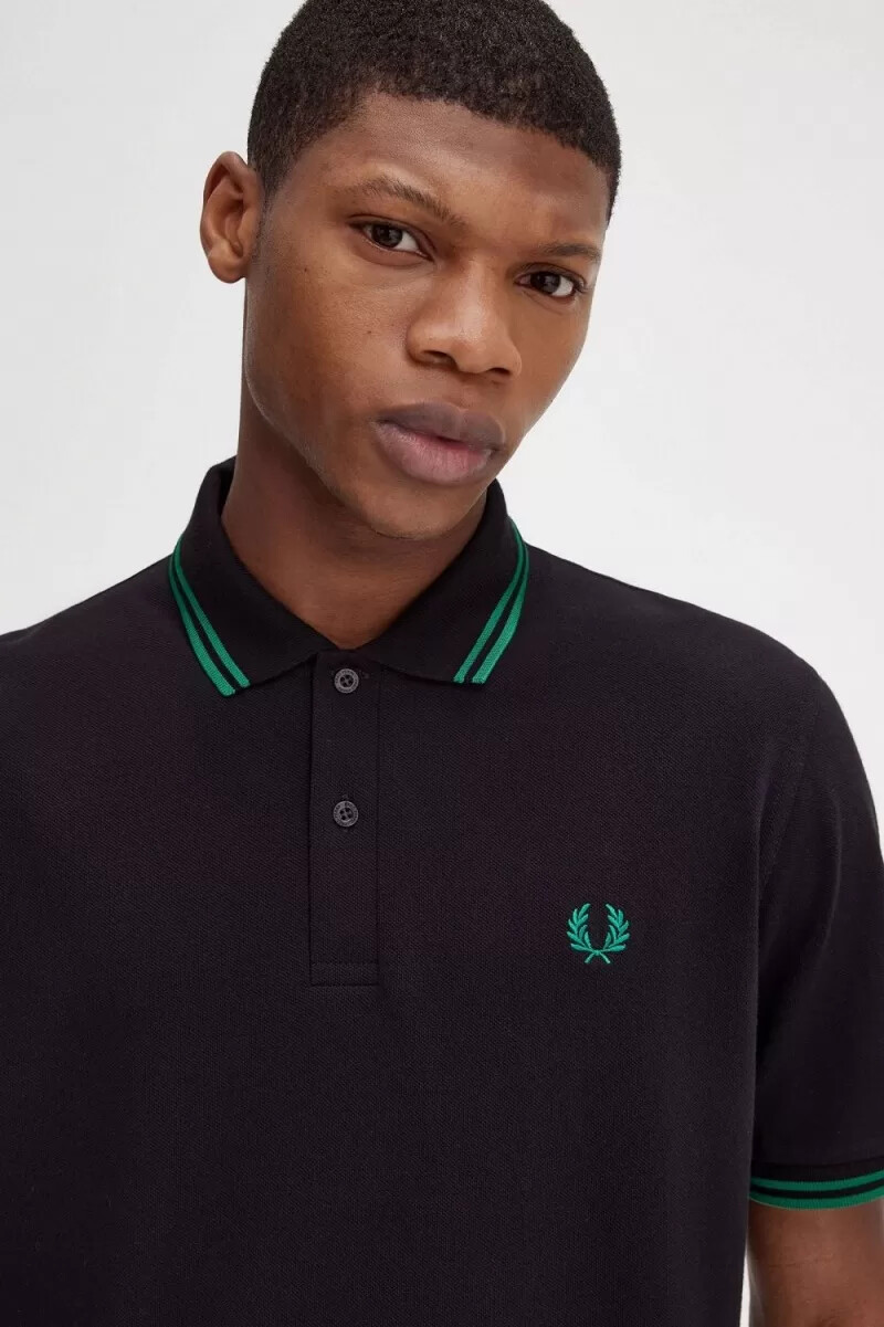 fred perry m12 herrskjorta svart grön