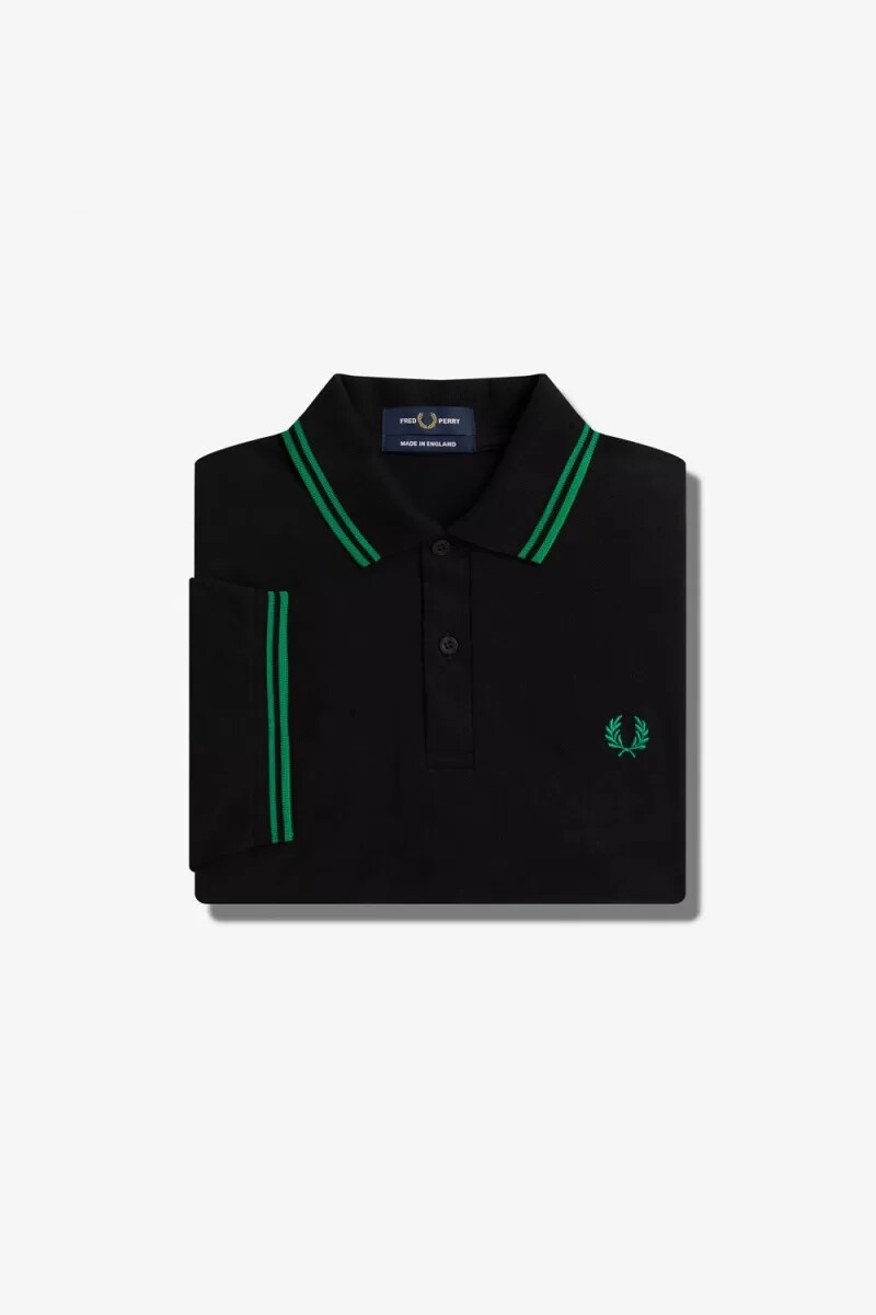 fred perry m12 herrskjorta svart grön