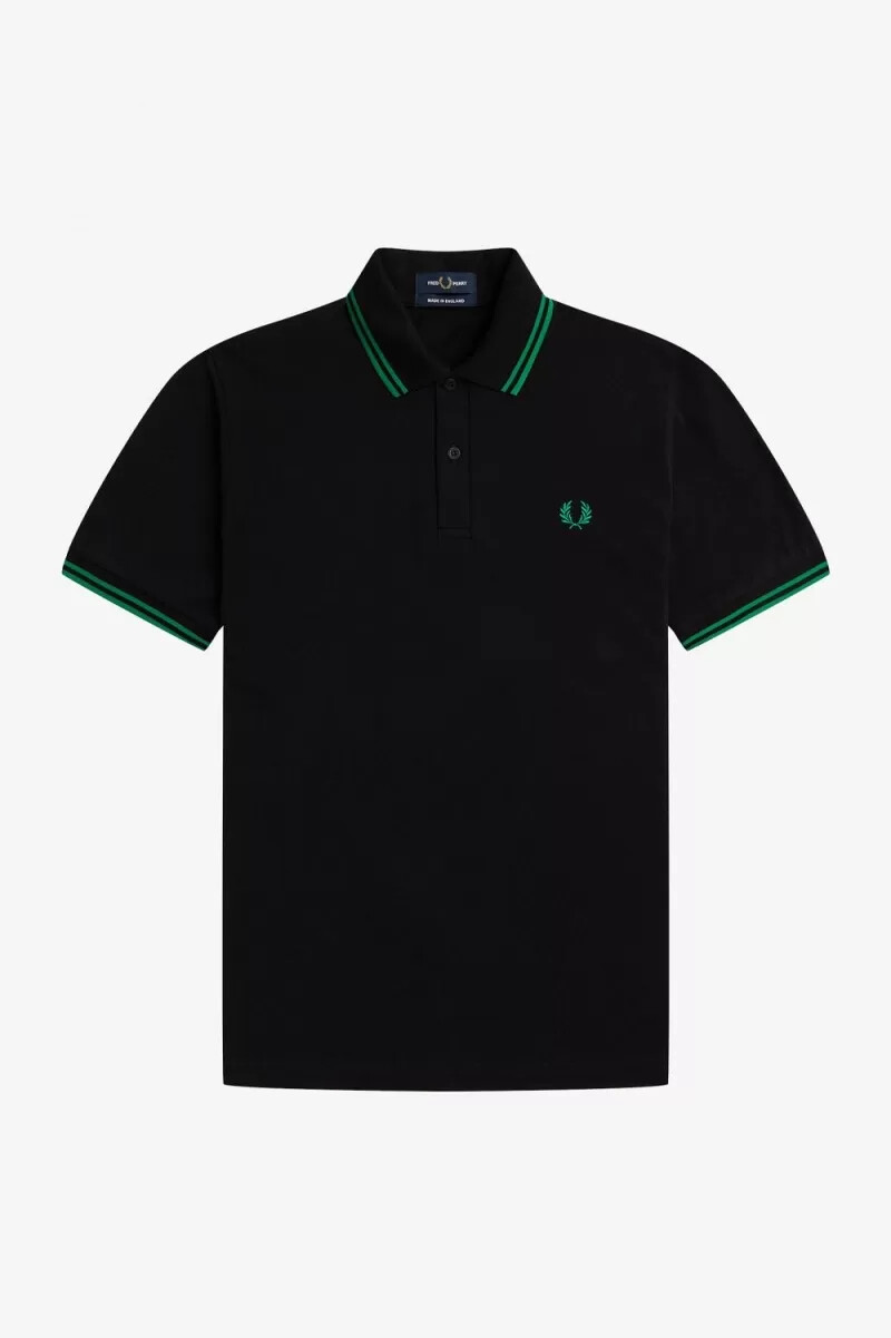 fred perry m12 herrskjorta svart grön