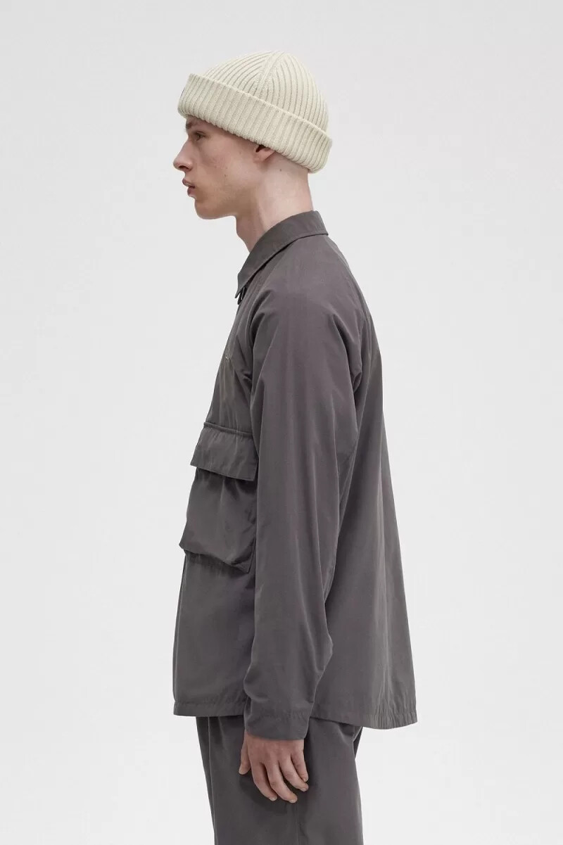 fred perry utility herrskjorta gunmetal