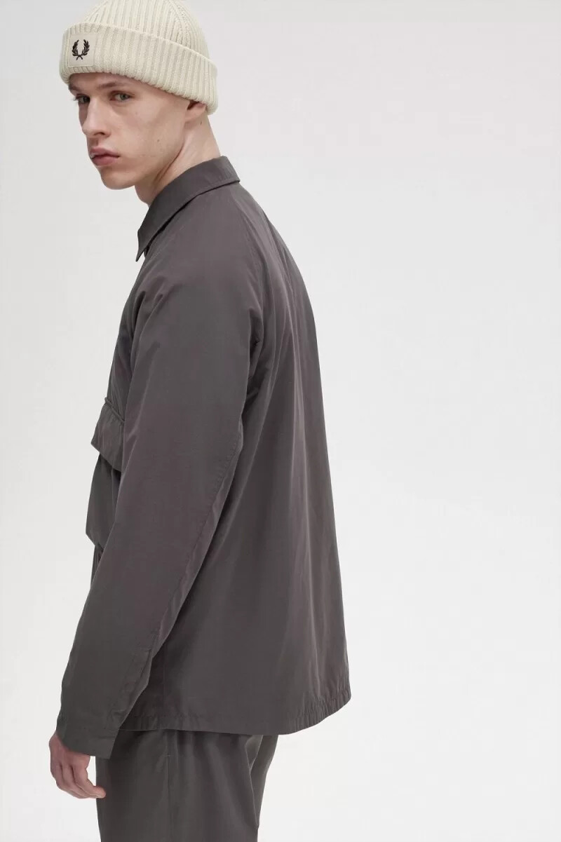 fred perry utility herrskjorta gunmetal
