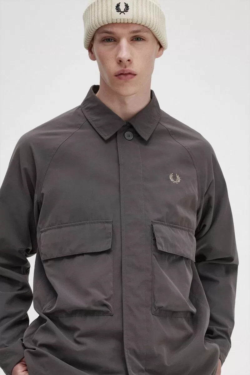 fred perry utility herrskjorta gunmetal