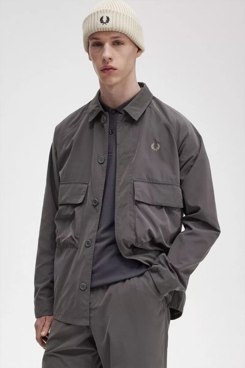 fred perry utility herrskjorta gunmetal
