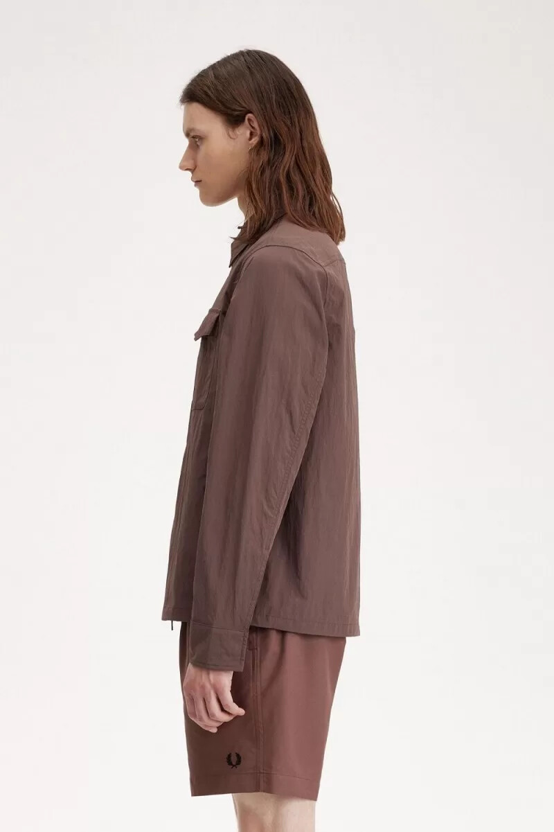 fred perry zip herrskjorta mörkröd