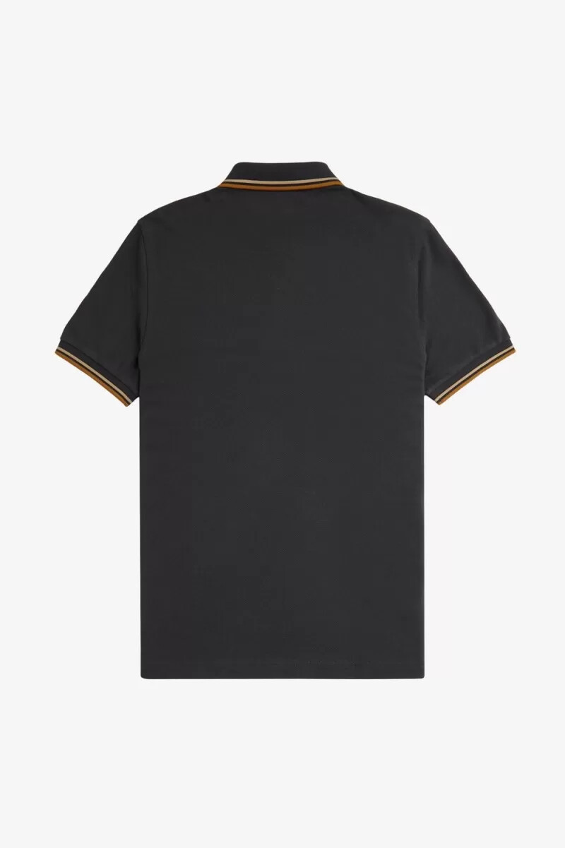 fred perry m3600 herrskjorta anchor grågrön mörk kaffe