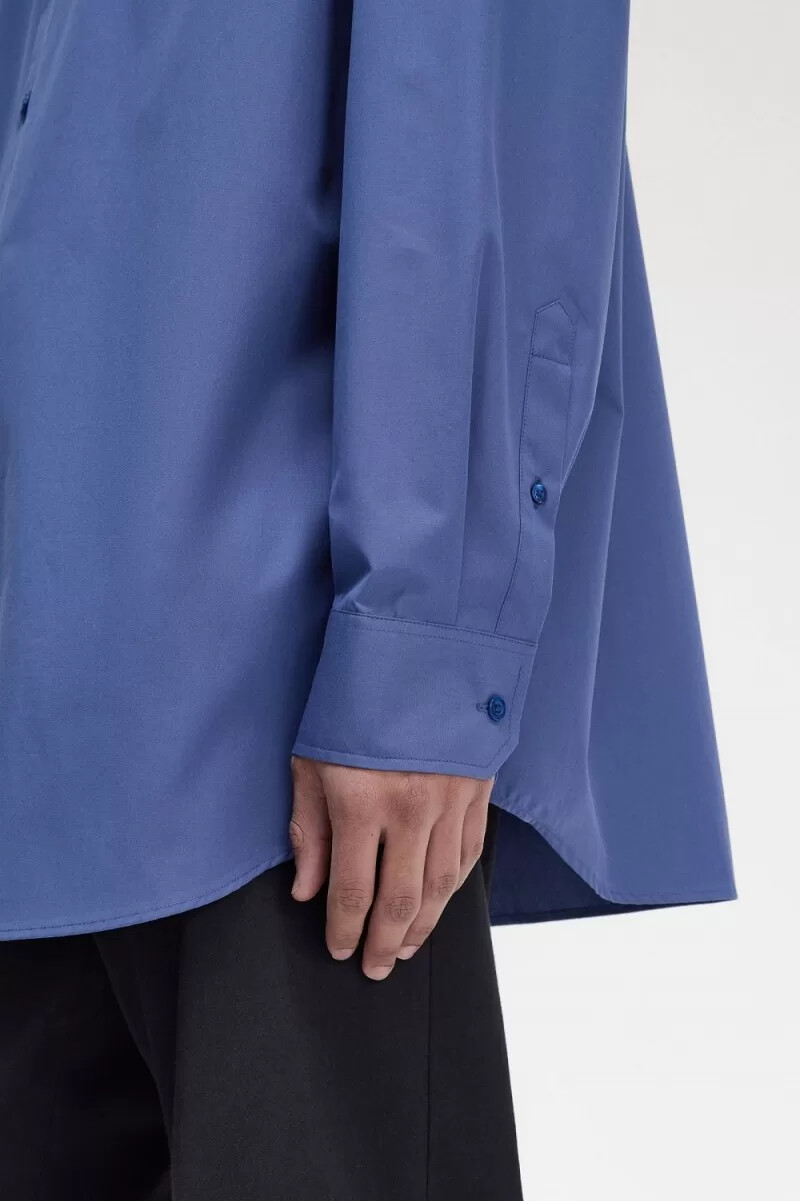 fred perry oversized utility herrskjorta kungsblå