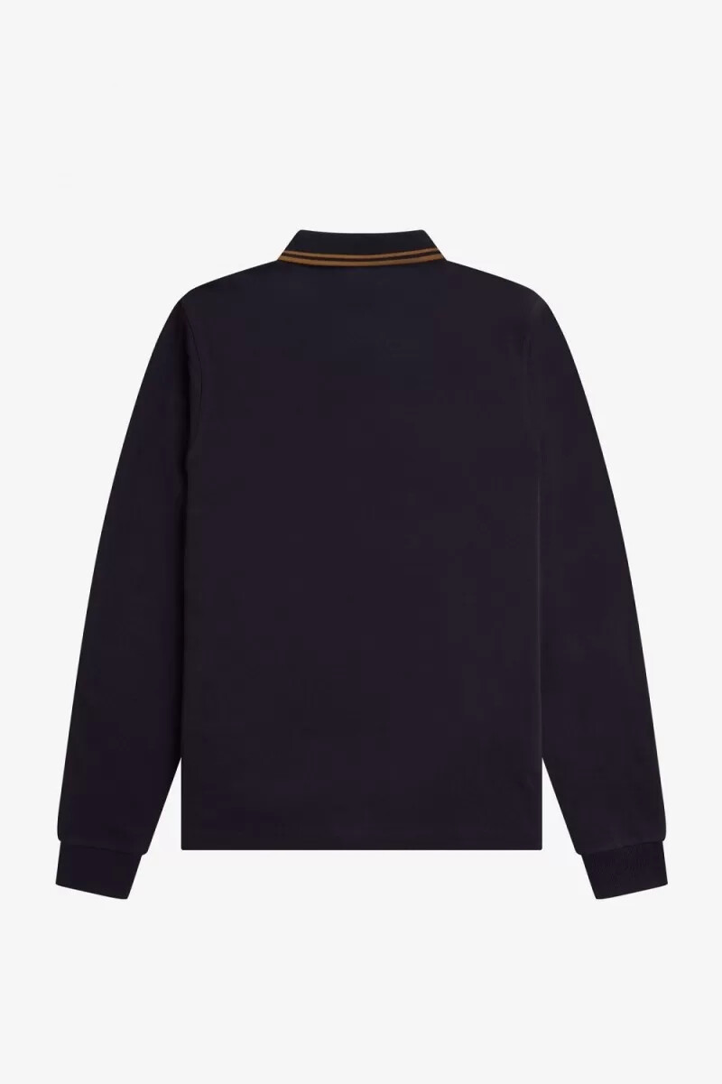 fred perry m3636 herrskjorta marinblå mörk kaffe mörk kaffe