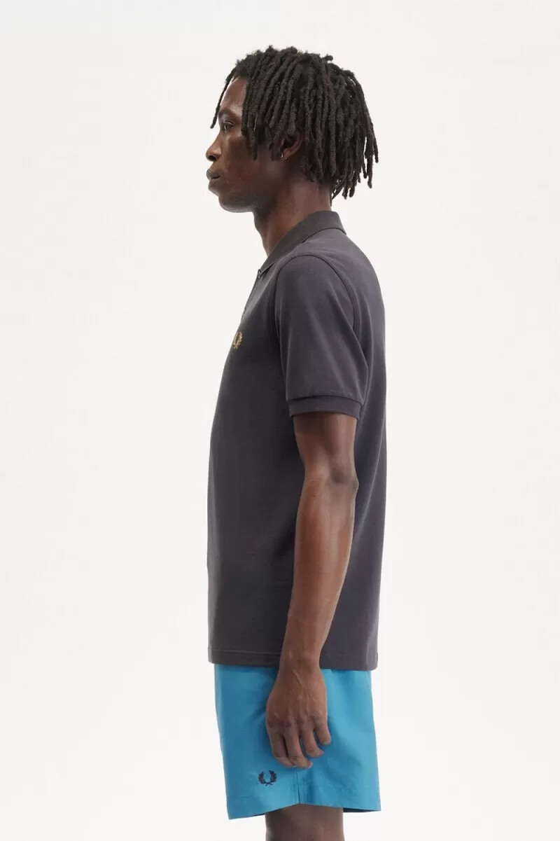 fred perry m6000 herrskjorta anchor grå mörk kaffe
