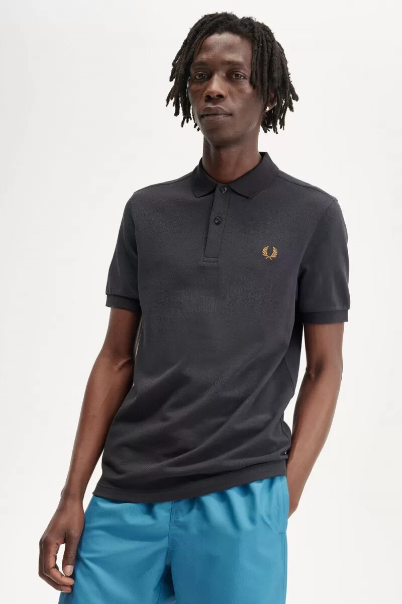 fred perry m6000 herrskjorta anchor grå mörk kaffe