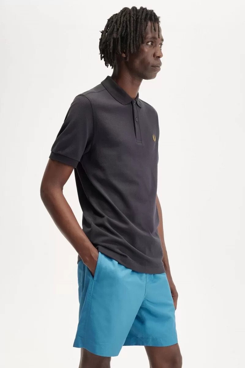 fred perry m6000 herrskjorta anchor grå mörk kaffe