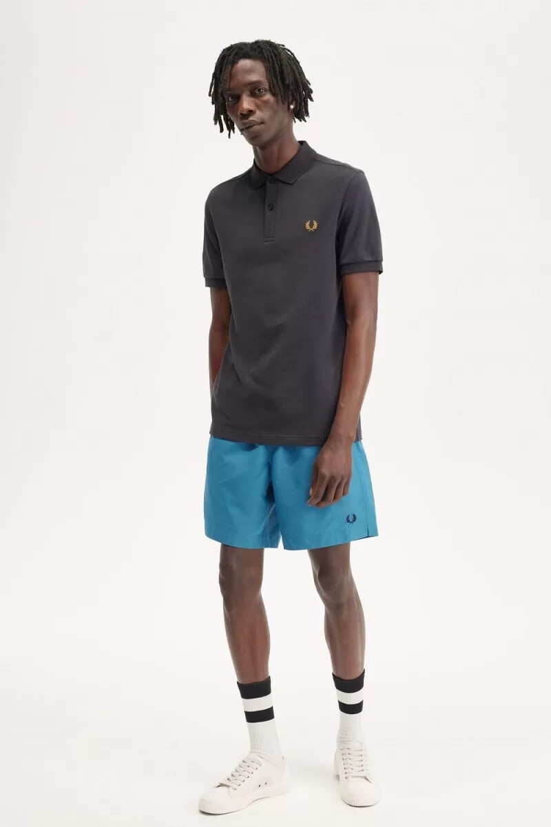 fred perry m6000 herrskjorta anchor grå mörk kaffe