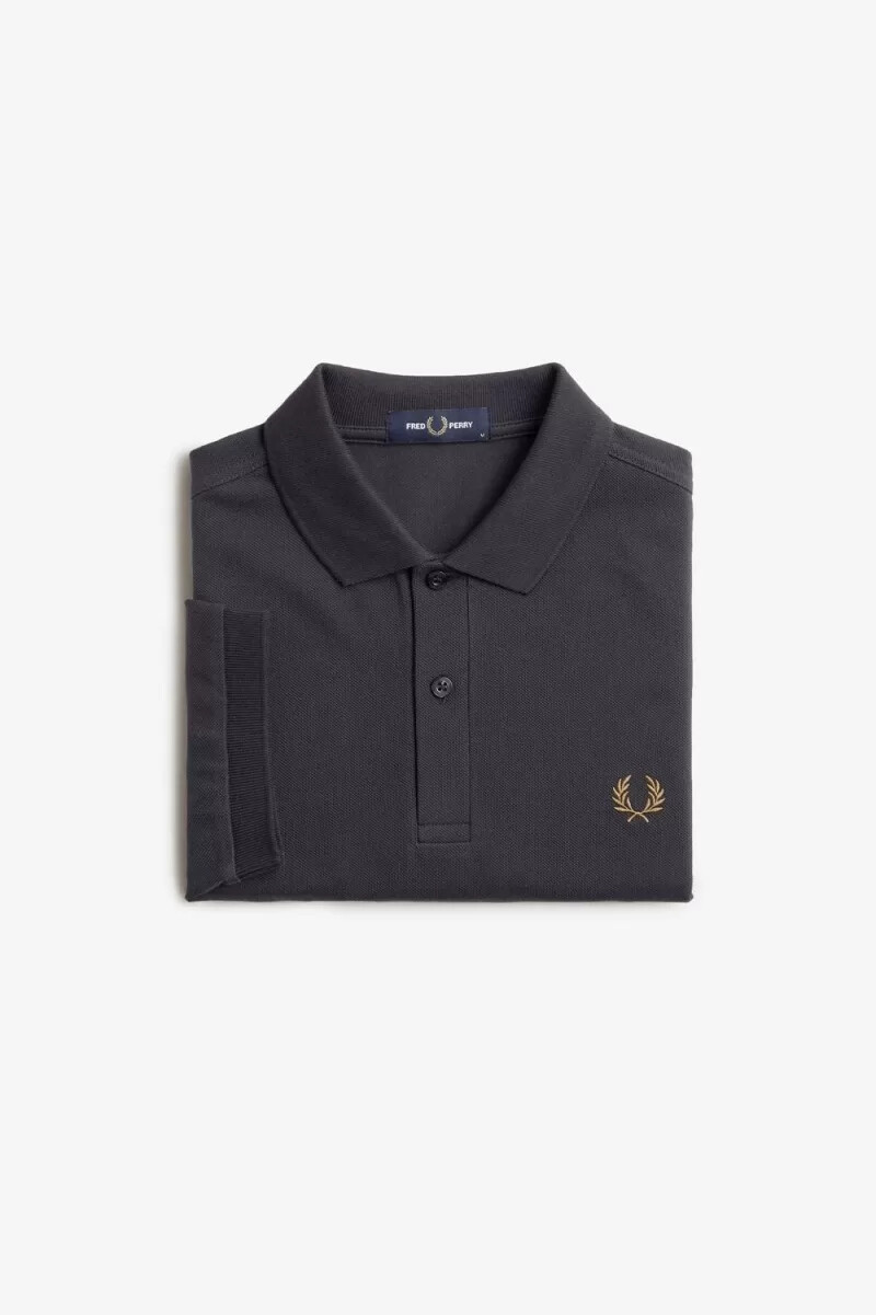 fred perry m6000 herrskjorta anchor grå mörk kaffe