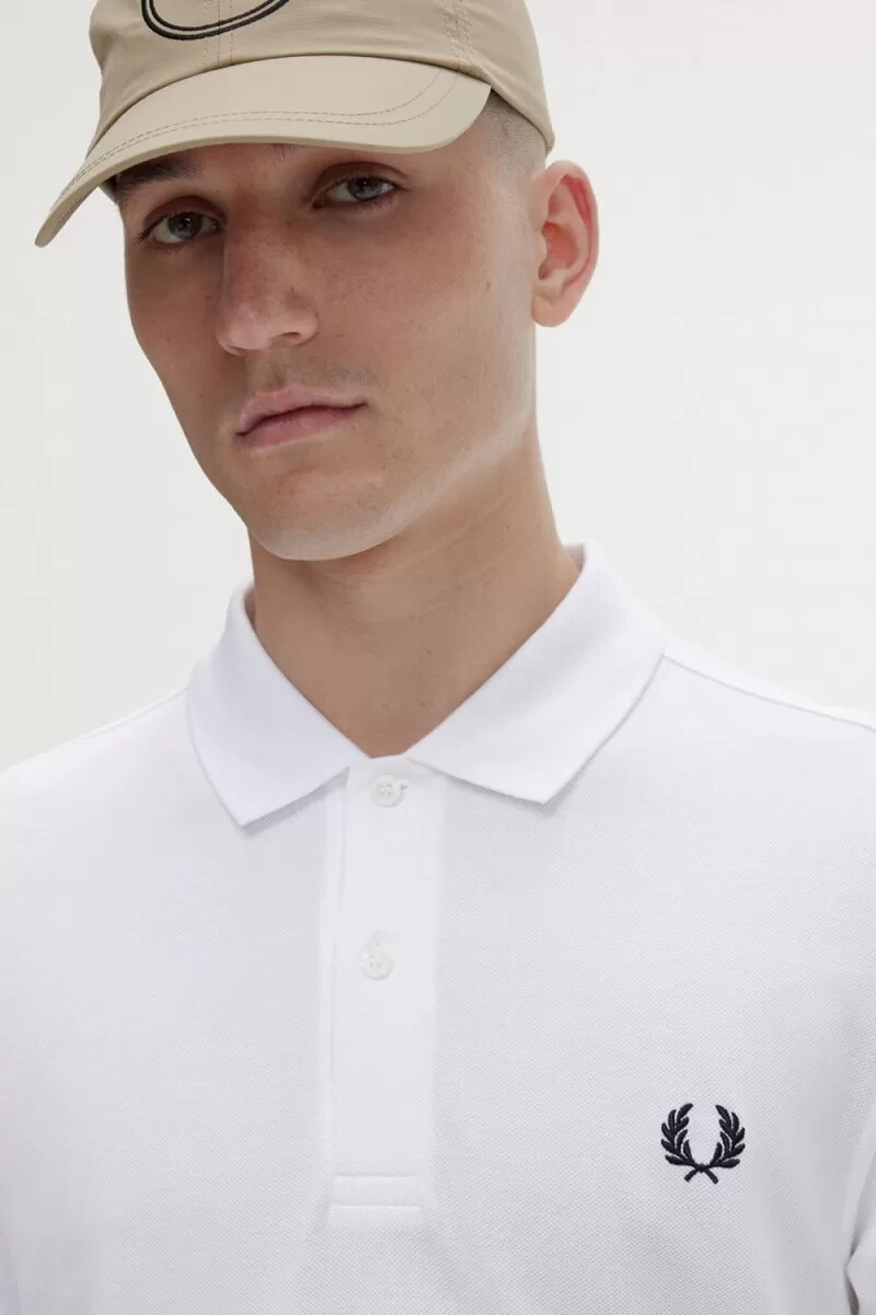 fred perry m6006 herrskjorta vit marinblå