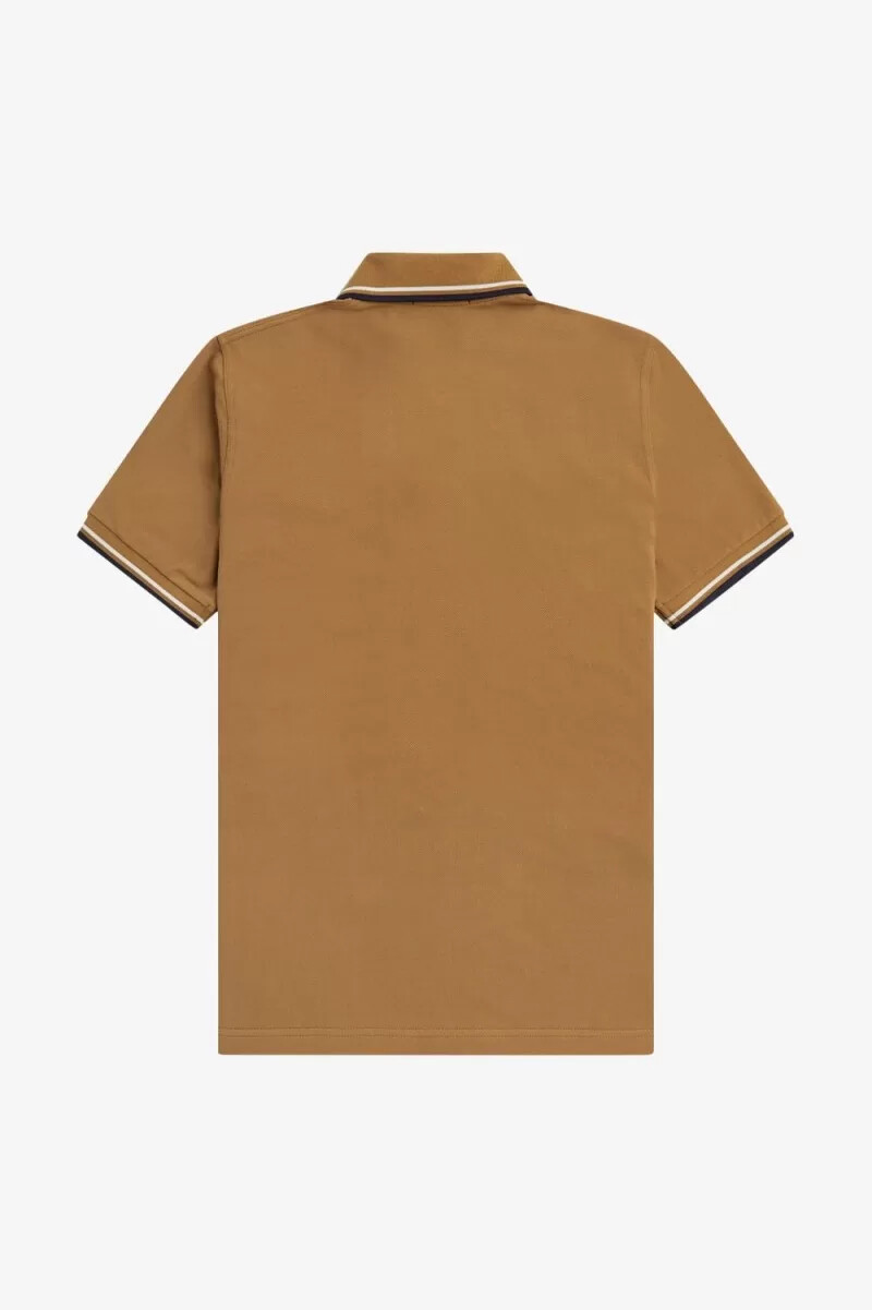 fred perry m12 herrskjorta mörk kaffe beige marinblå