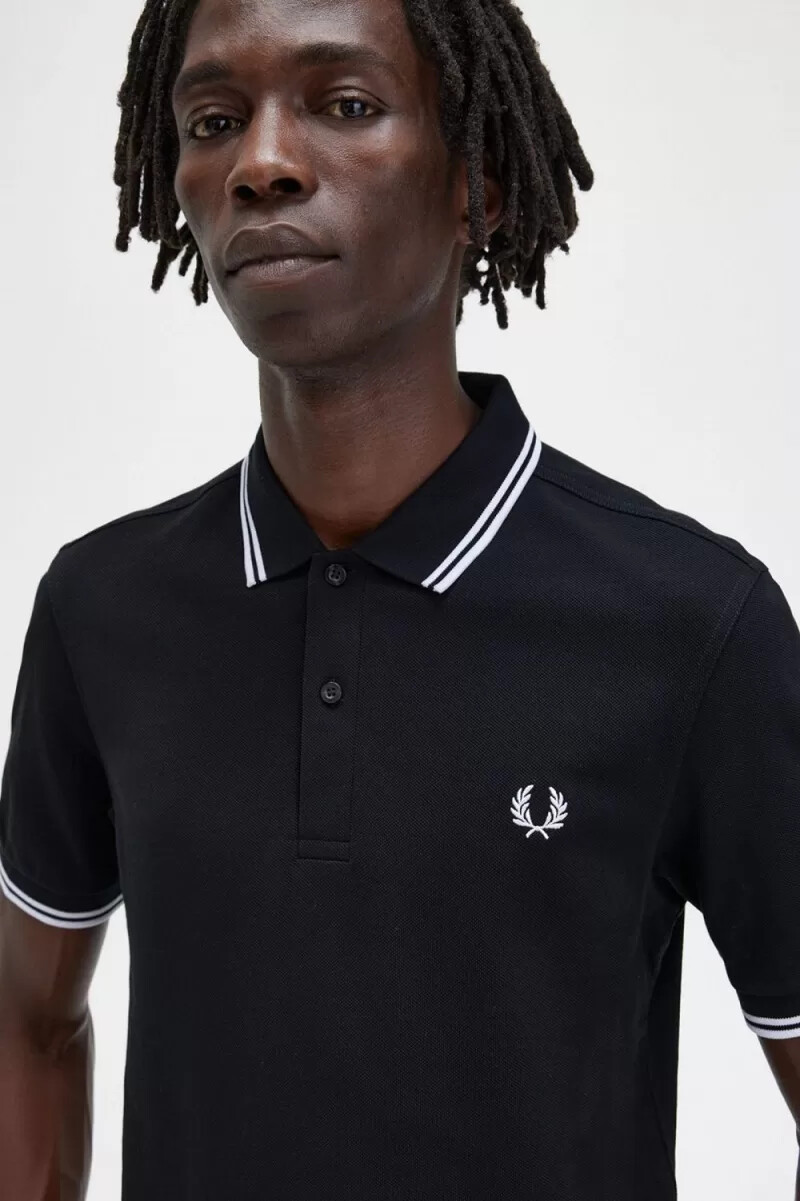 fred perry m3600 herrskjorta svart vit