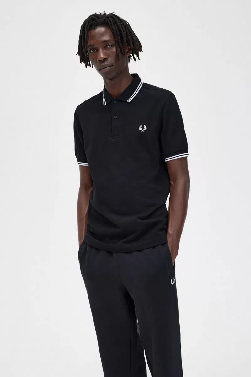 fred perry m3600 herrskjorta svart vit