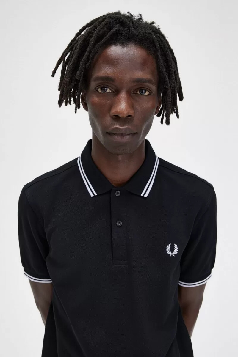 fred perry m3600 herrskjorta svart vit