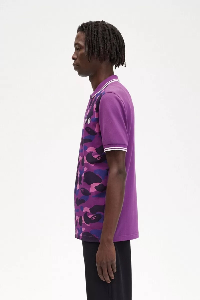 fred perry camouflage herrskjorta lila