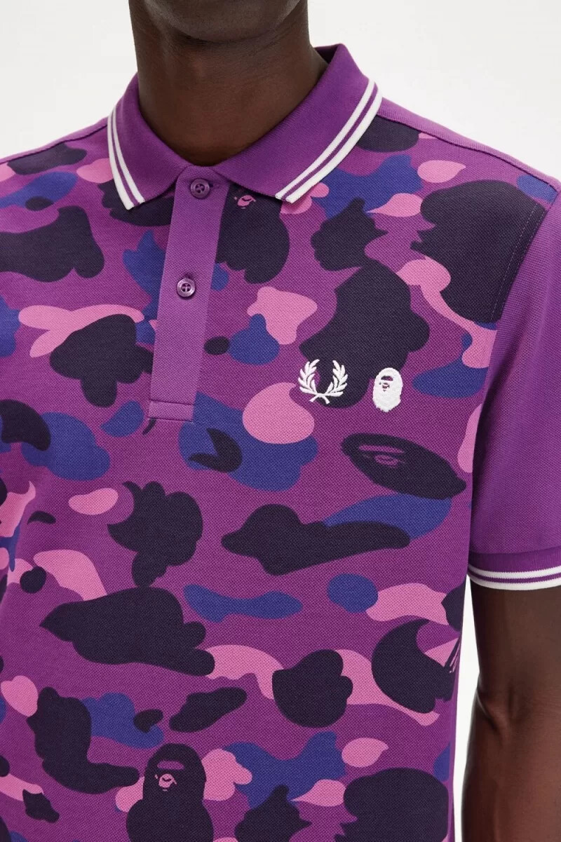 fred perry camouflage herrskjorta lila