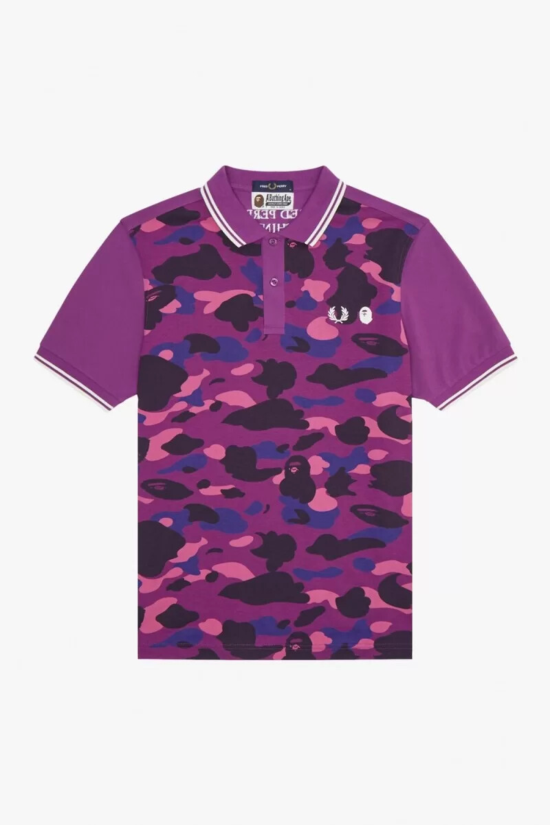 fred perry camouflage herrskjorta lila