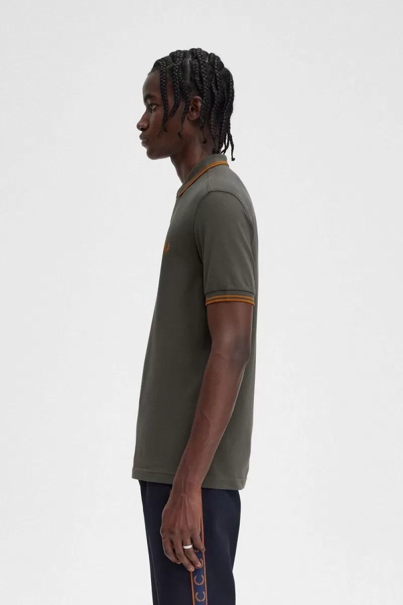 fred perry m3600 herrskjorta field green brown