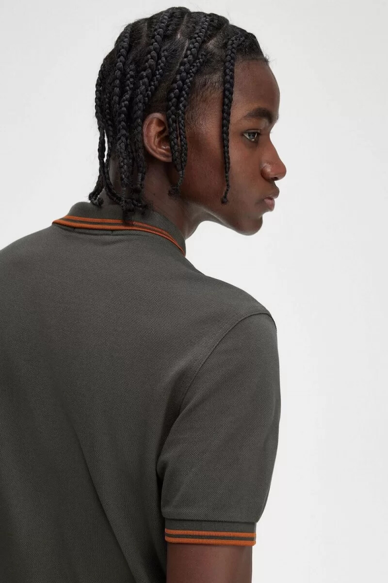 fred perry m3600 herrskjorta field green brown