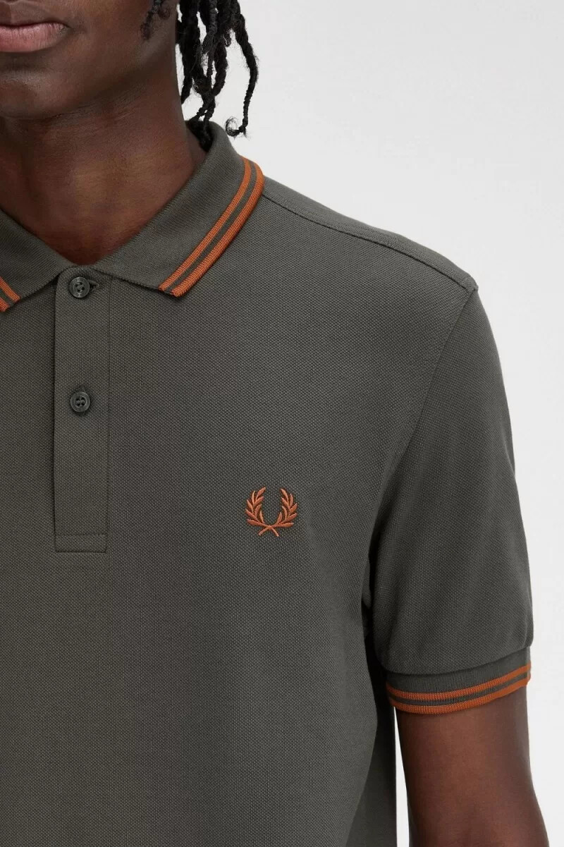 fred perry m3600 herrskjorta field green brown