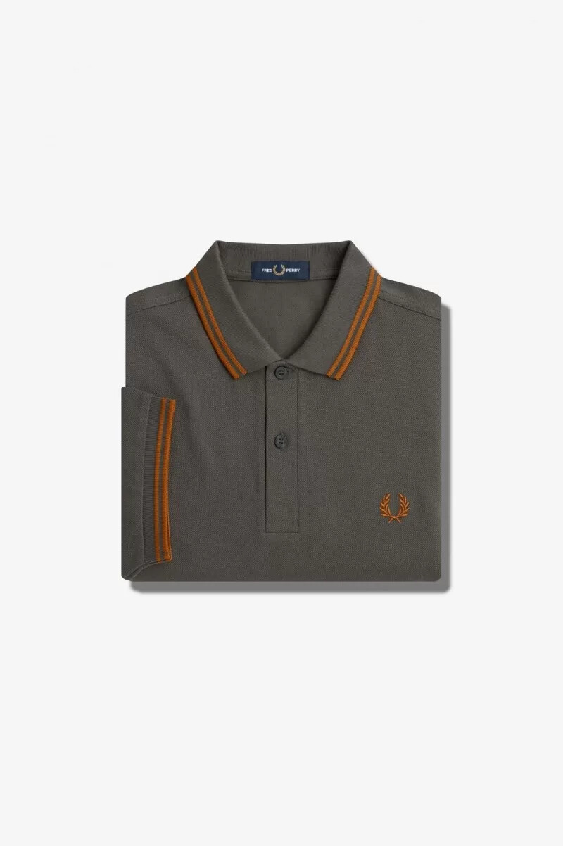 fred perry m3600 herrskjorta field green brown