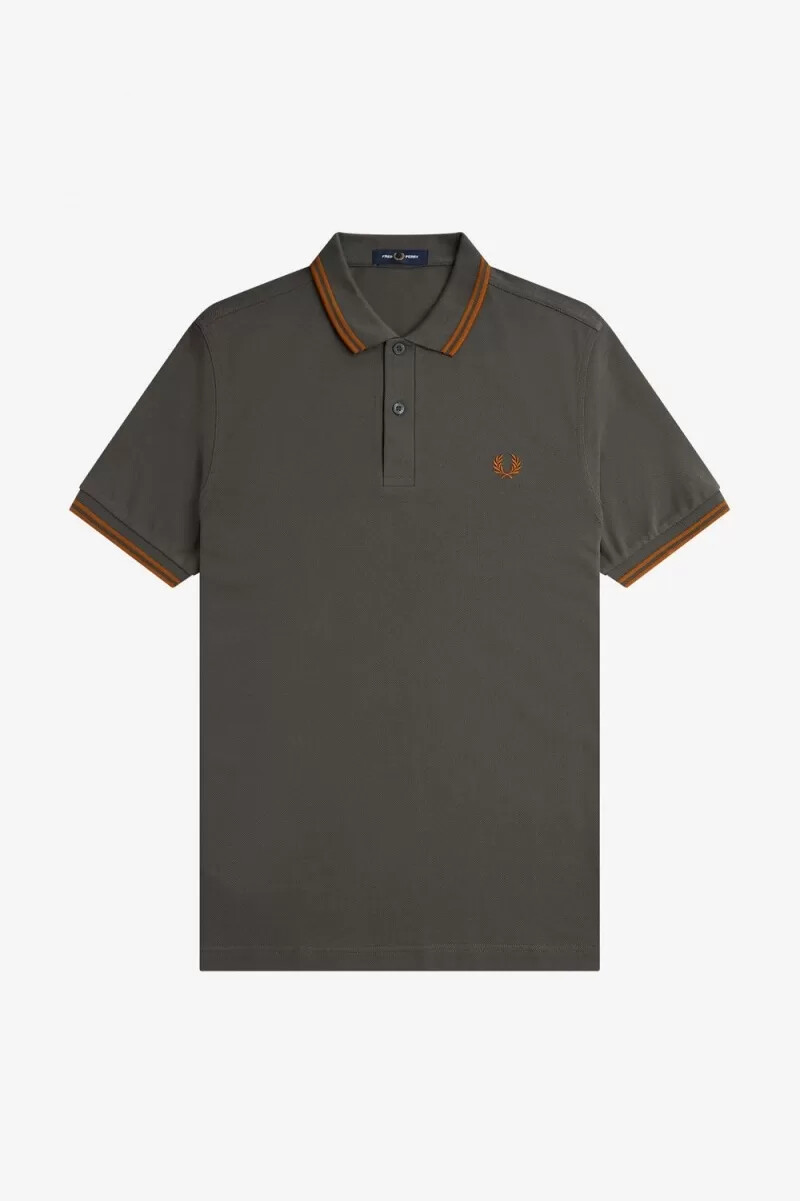 fred perry m3600 herrskjorta field green brown