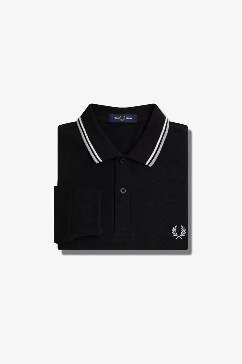 fred perry m3636 herrskjorta svart beige kalksten