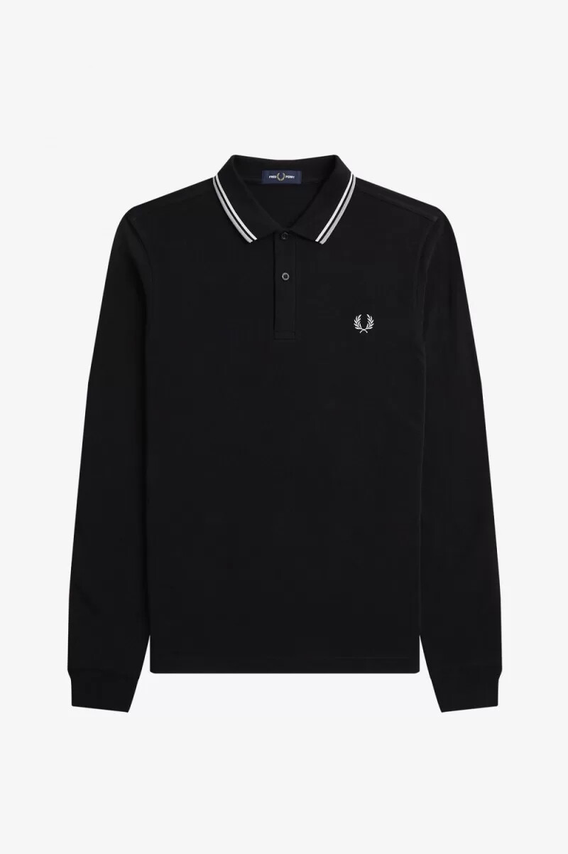 fred perry m3636 herrskjorta svart beige kalksten