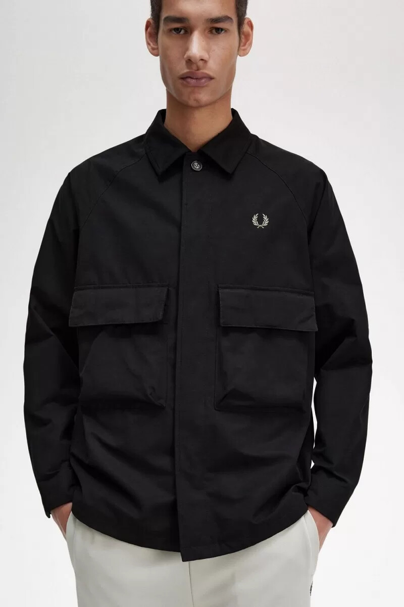 fred perry utility herrskjorta svart
