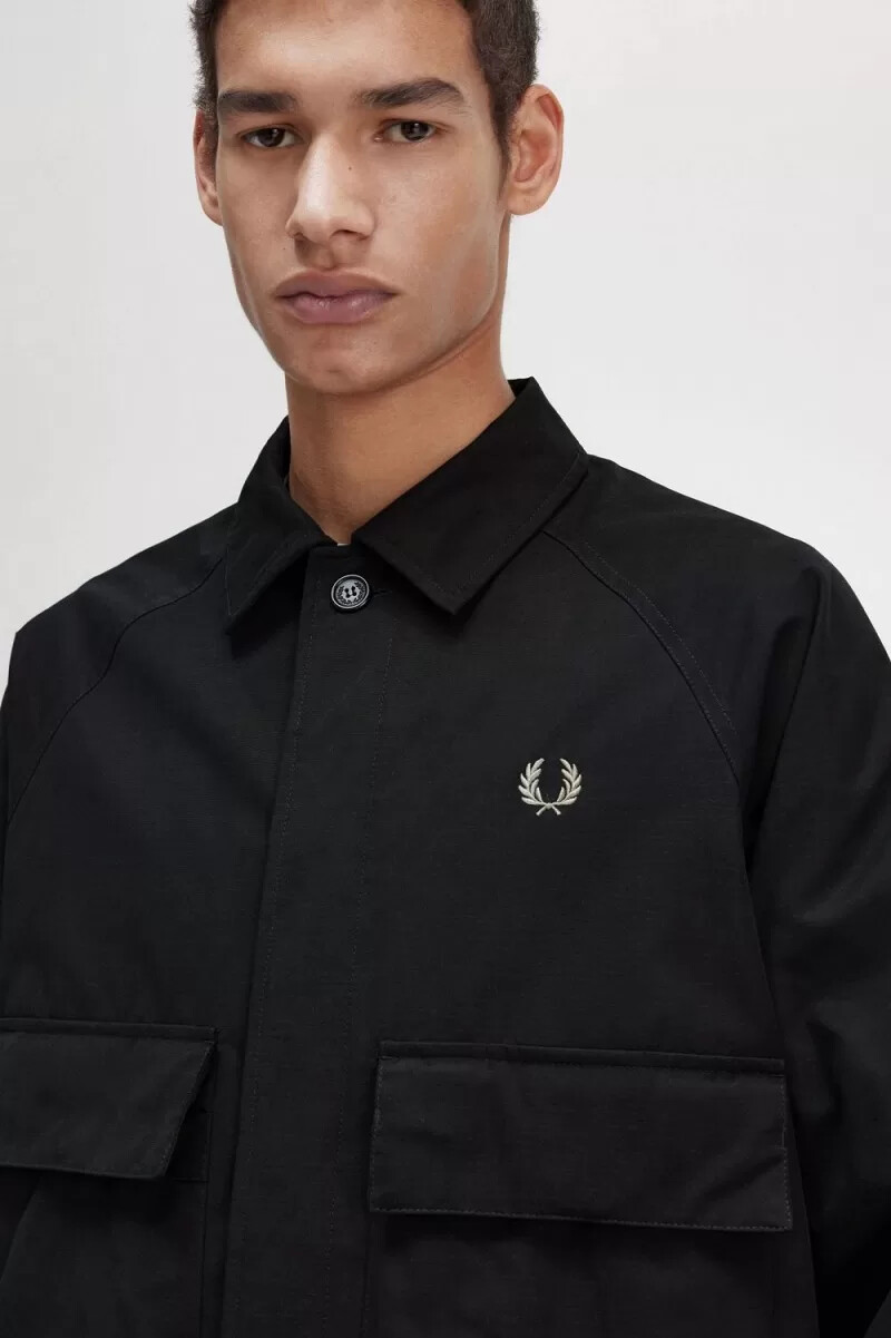 fred perry utility herrskjorta svart
