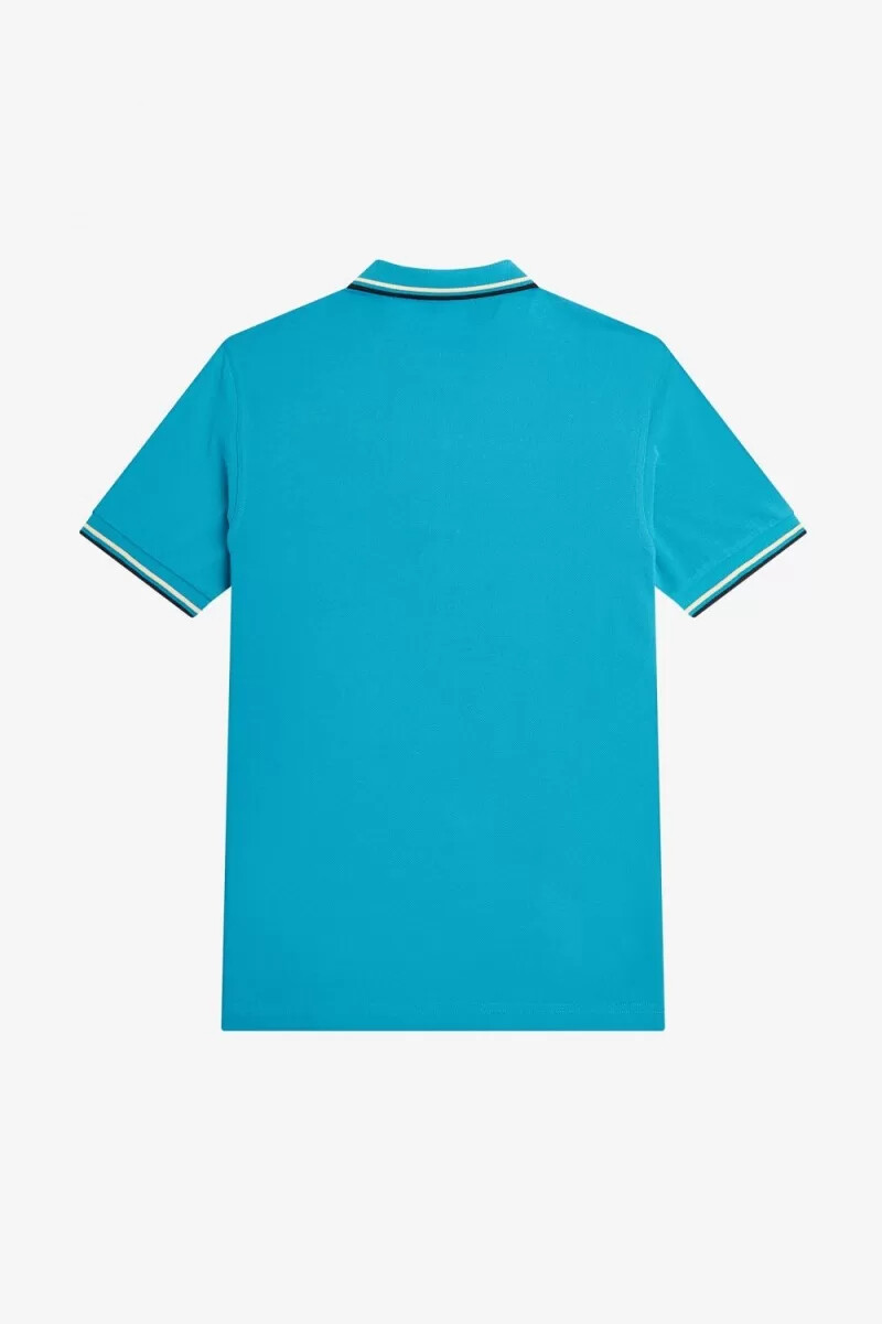 fred perry m3600 herrskjorta cyberblå aqua cream svart