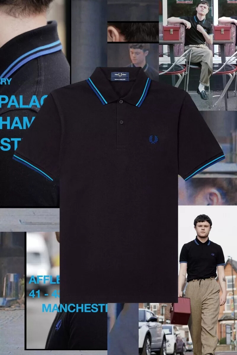 fred perry m12 herrskjorta svart blå