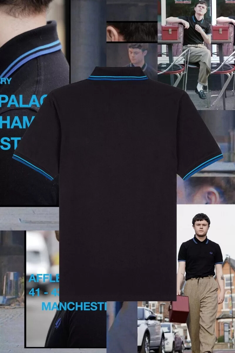 fred perry m12 herrskjorta svart blå