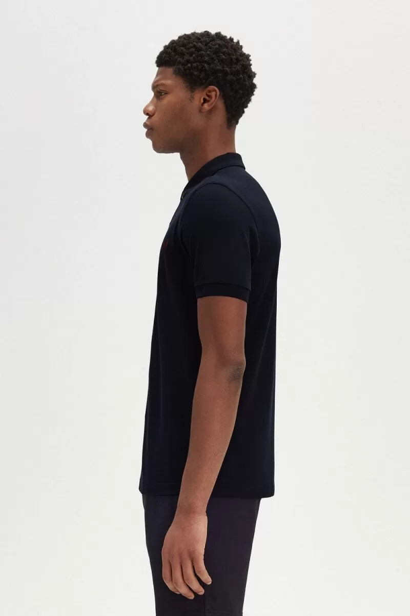 fred perry m6000 herrskjorta marinblå bränd röd
