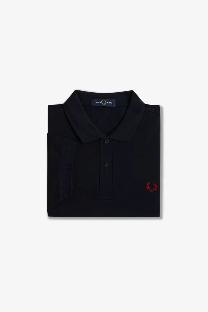 fred perry m6000 herrskjorta marinblå bränd röd