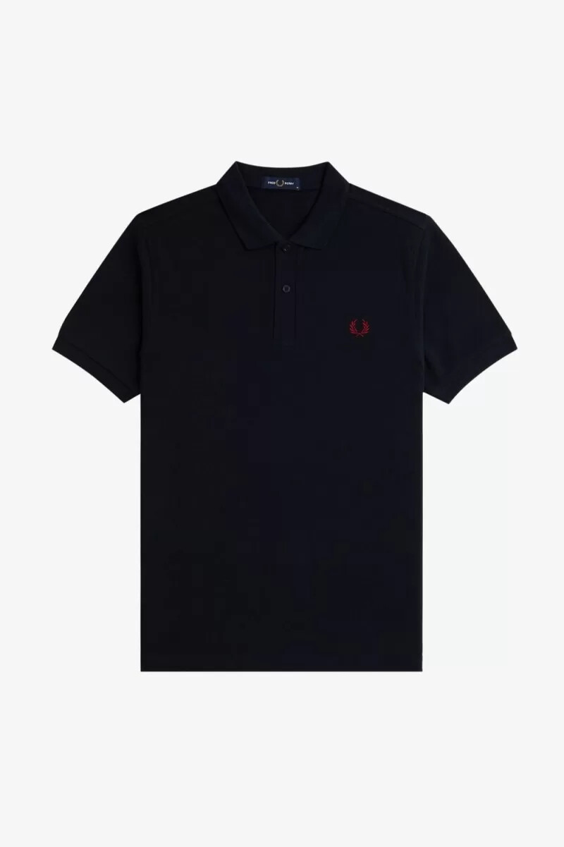 fred perry m6000 herrskjorta marinblå bränd röd