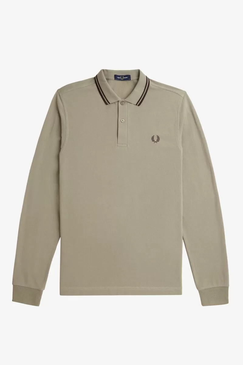fred perry m3636 herrskjorta varm grå mörkröd